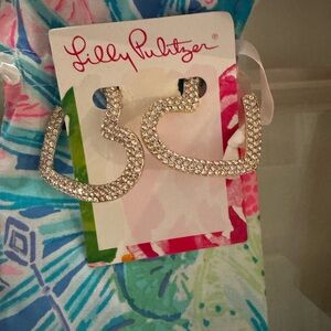 Lilly Pulitzer Silver Crystal Hoop Earrings